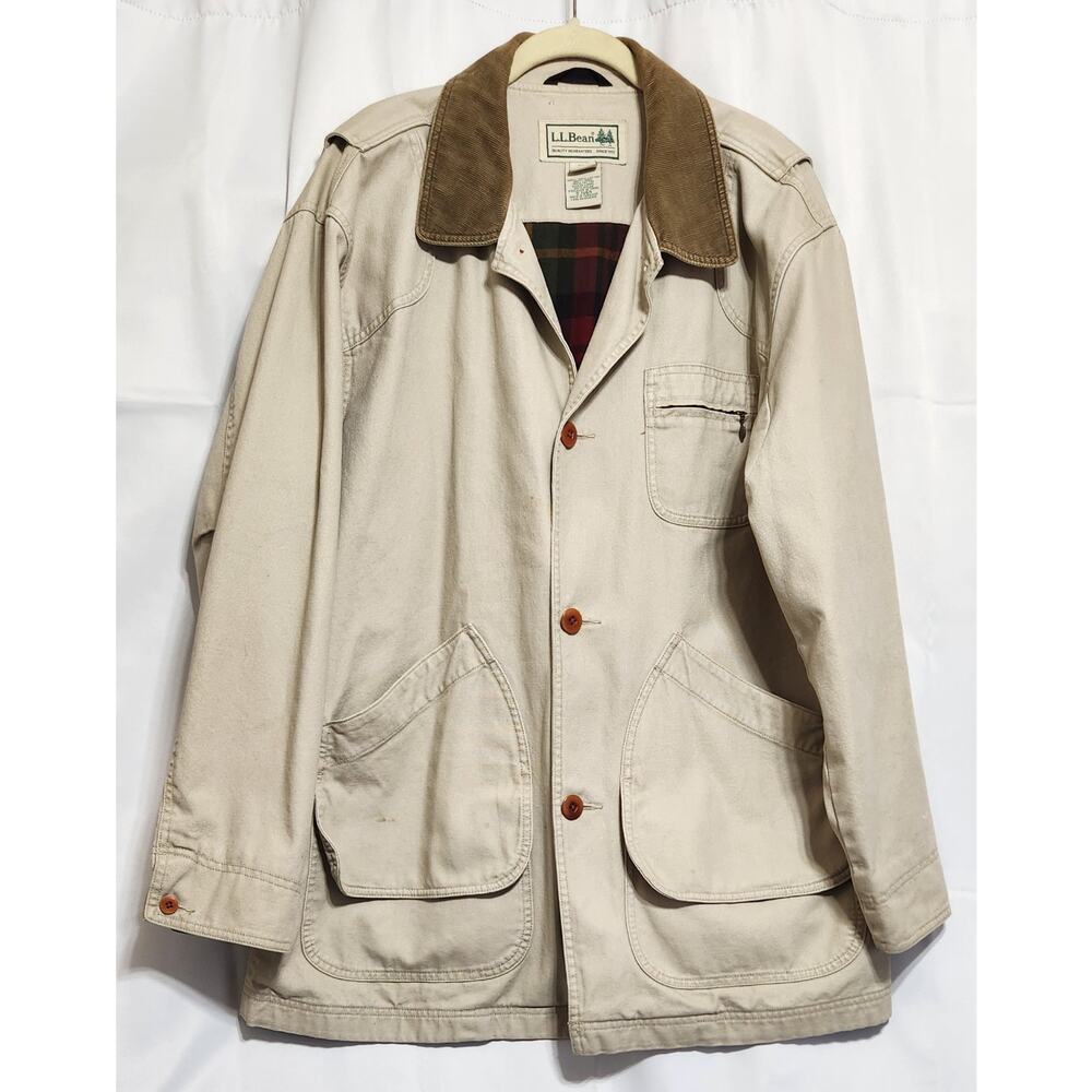 Vintage L.L. Bean Chore Jacket Mens L Thinsulate Lined Canvas Plaid Barn